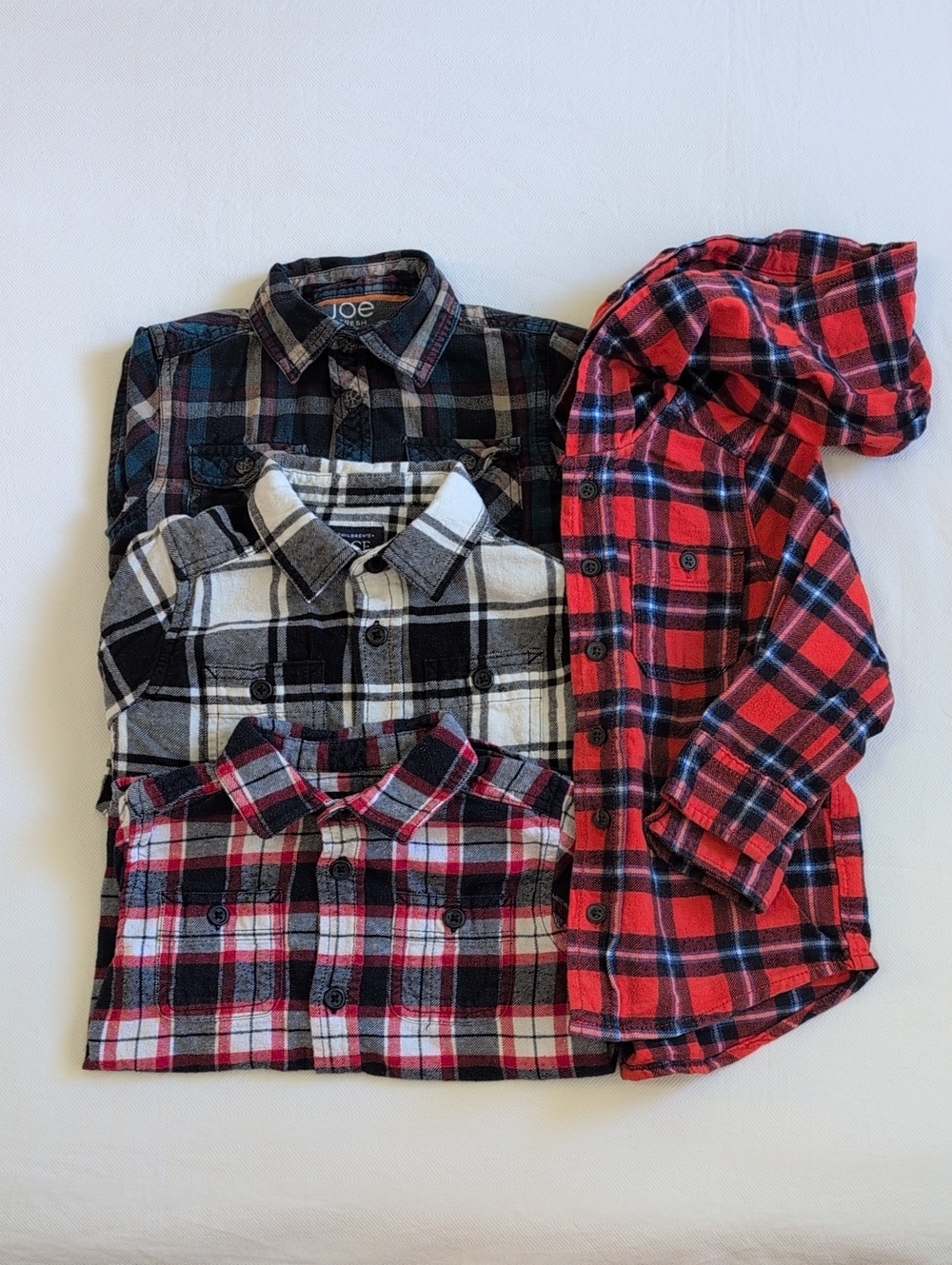 Cotton Flannel Button Down Lot of 4 Bundle OshKosh TCP Joe Fresh 3T Fall Cozy